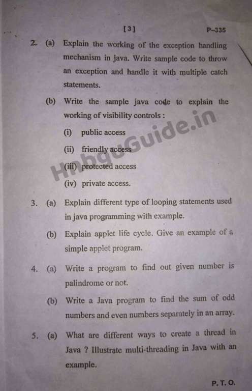 HNBGU B.Sc. IT JAVA PROGRAMMING 5th Sem Previous Year Question Paper ...